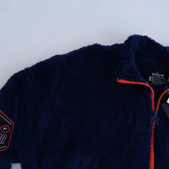 Raw Gear Navy w Orange Piping Soft Fleece Zip Embroidered Sweater Unisex S - Picture 11 of 12
